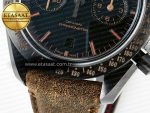 Speedmaster “Dark Side of The Moon” Real Ceramic N1F 1:1 Best Edition Vintage Black on Brown Leather Strap A9300 - Görsel 14