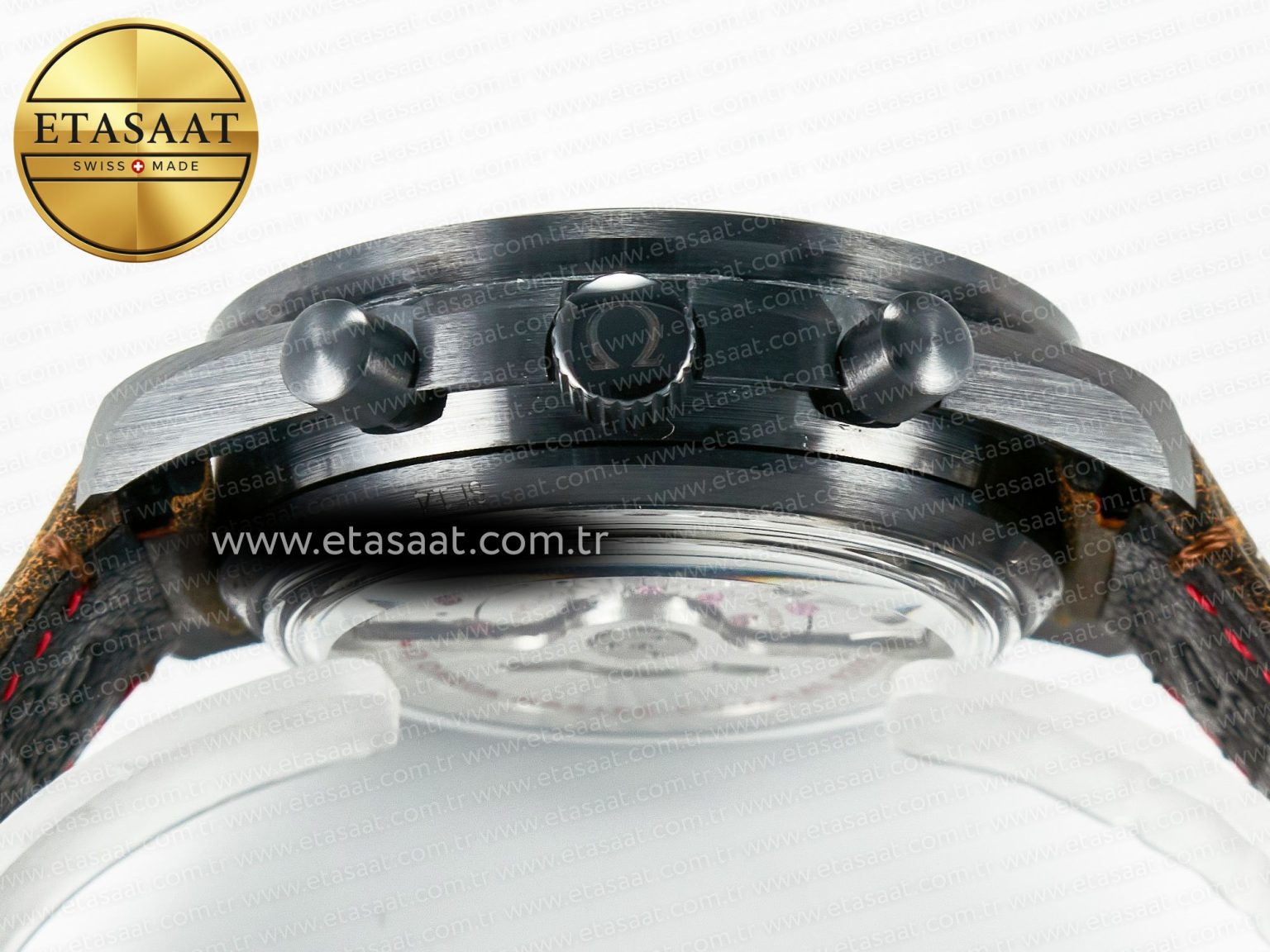 Speedmaster “Dark Side of The Moon” Real Ceramic N1F 1:1 Best Edition Vintage Black on Brown Leather Strap A9300 - Görsel 16