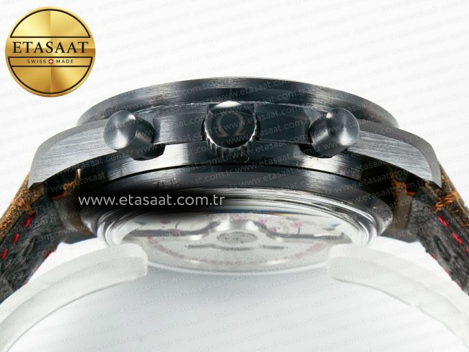 Speedmaster “Dark Side of The Moon” Real Ceramic N1F 1:1 Best Edition Vintage Black on Brown Leather Strap A9300 - Görsel 16