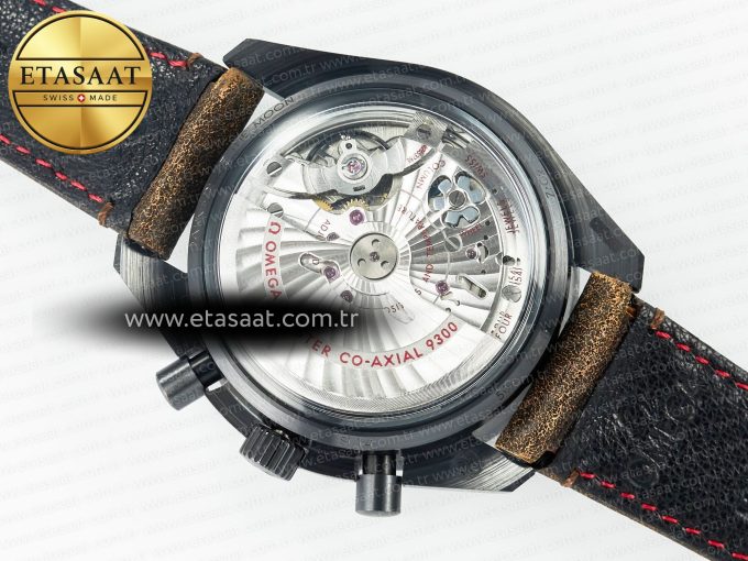 Speedmaster “Dark Side of The Moon” Real Ceramic N1F 1:1 Best Edition Vintage Black on Brown Leather Strap A9300 - Görsel 18
