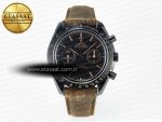Speedmaster “Dark Side of The Moon” Real Ceramic N1F 1:1 Best Edition Vintage Black on Brown Leather Strap A9300 - Görsel 3