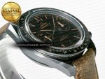 Speedmaster “Dark Side of The Moon” Real Ceramic N1F 1:1 Best Edition Vintage Black on Brown Leather Strap A9300 - Görsel 7
