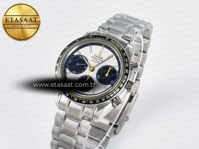 Speedmaster Racing Master SS HKF Best Edition White/Black Dial on SS Bracelet A7750 - Görsel 1