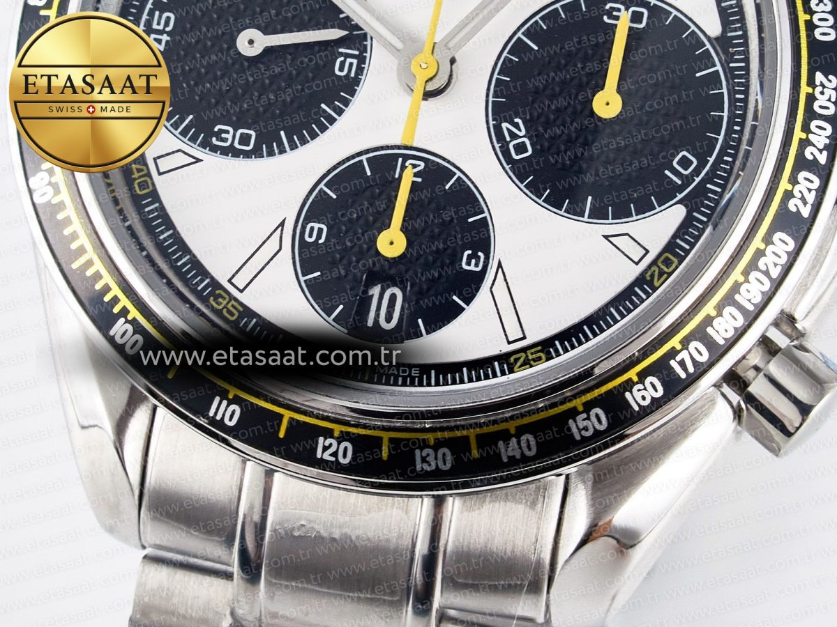 Speedmaster Racing Master SS HKF Best Edition White/Black Dial on SS Bracelet A7750 - Görsel 13