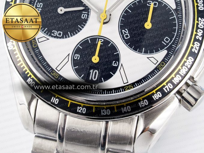Speedmaster Racing Master SS HKF Best Edition White/Black Dial on SS Bracelet A7750 - Görsel 13