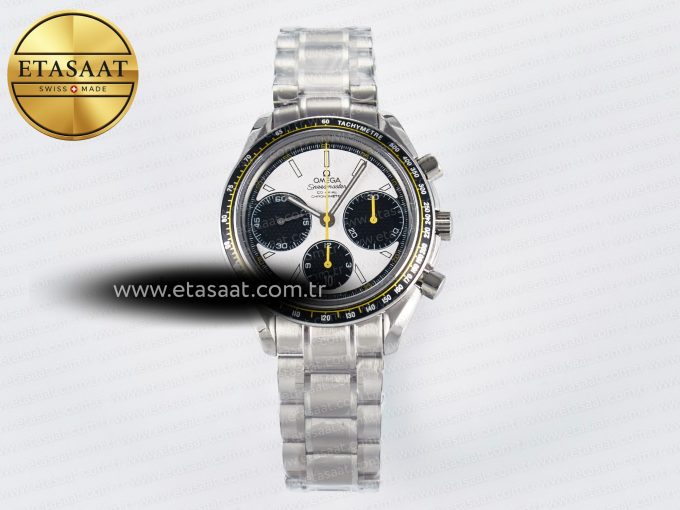 Speedmaster Racing Master SS HKF Best Edition White/Black Dial on SS Bracelet A7750 - Görsel 3