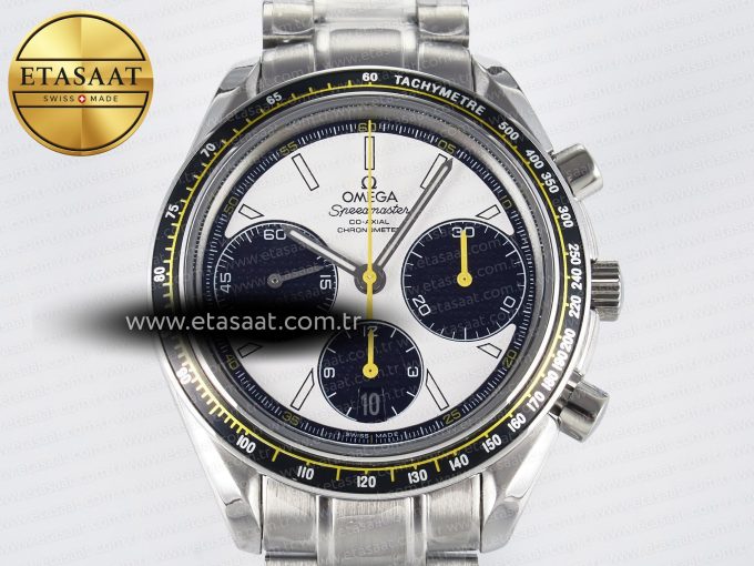 Speedmaster Racing Master SS HKF Best Edition White/Black Dial on SS Bracelet A7750 - Görsel 4
