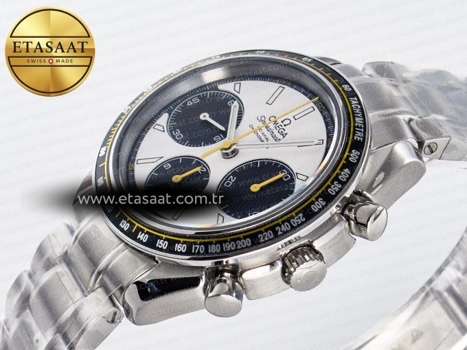 Speedmaster Racing Master SS HKF Best Edition White/Black Dial on SS Bracelet A7750 - Görsel 6