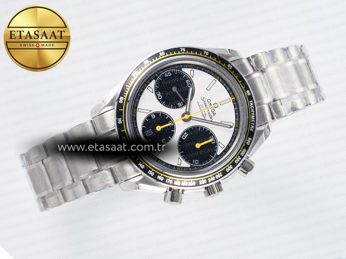Speedmaster Racing Master SS HKF Best Edition White/Black Dial on SS Bracelet A7750 - Görsel 8