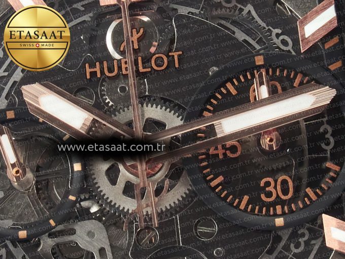 Square Bang Unico 42mm RG BBF 1:1 Best Edition Skeleton Dial on Black Rubber Strap A1280 - Görsel 10