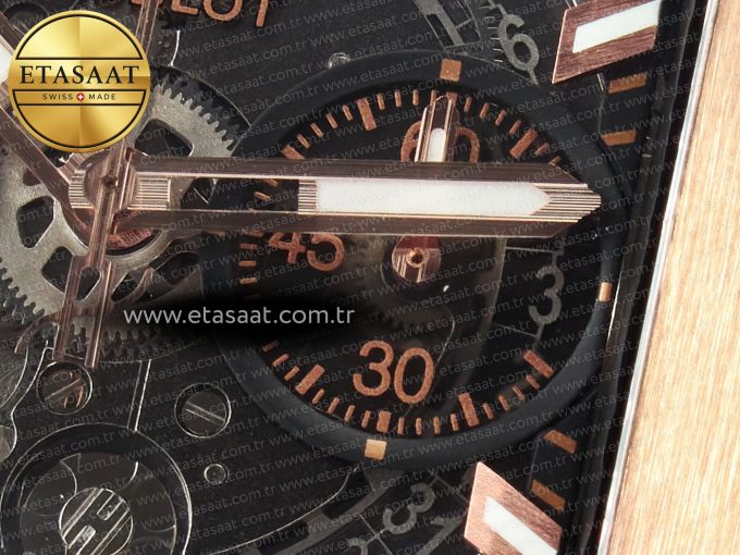 Square Bang Unico 42mm RG BBF 1:1 Best Edition Skeleton Dial on Black Rubber Strap A1280 - Görsel 11
