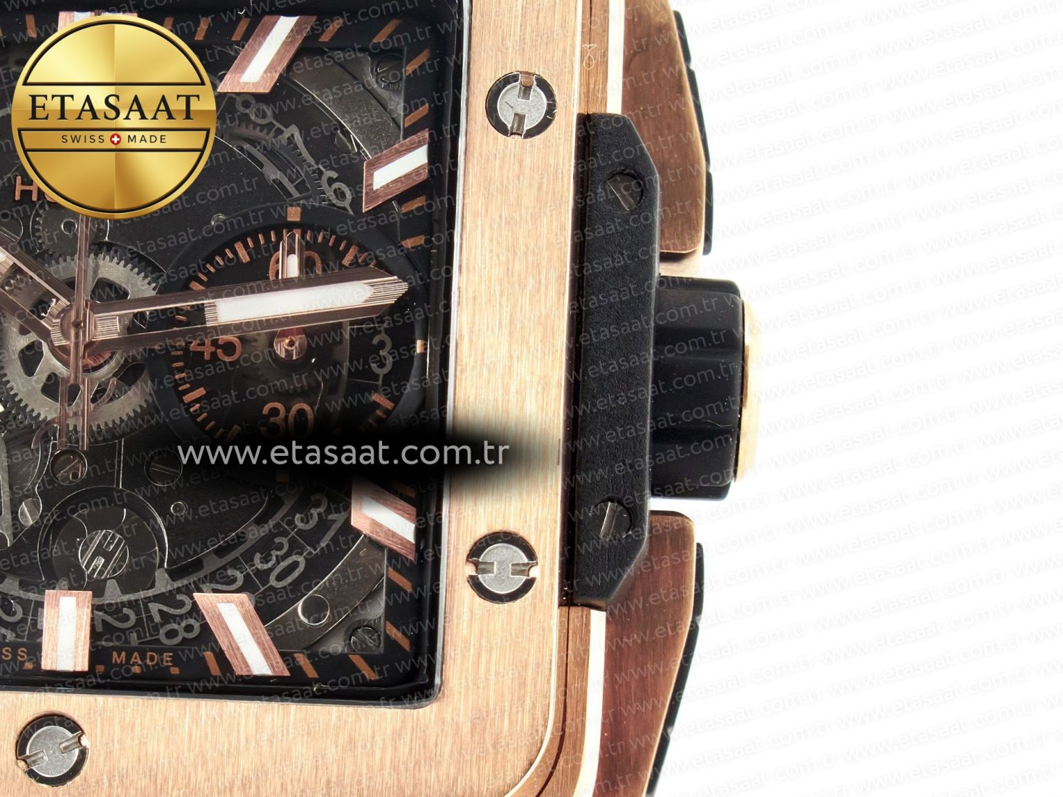 Square Bang Unico 42mm RG BBF 1:1 Best Edition Skeleton Dial on Black Rubber Strap A1280 - Görsel 12