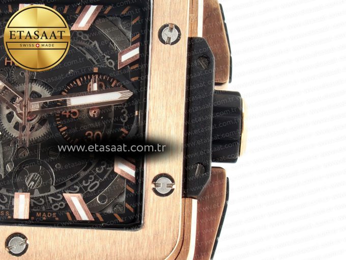 Square Bang Unico 42mm RG BBF 1:1 Best Edition Skeleton Dial on Black Rubber Strap A1280 - Görsel 12