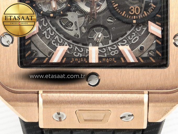 Square Bang Unico 42mm RG BBF 1:1 Best Edition Skeleton Dial on Black Rubber Strap A1280 - Görsel 13