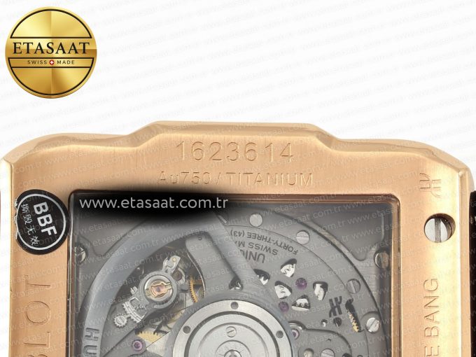 Square Bang Unico 42mm RG BBF 1:1 Best Edition Skeleton Dial on Black Rubber Strap A1280 - Görsel 20