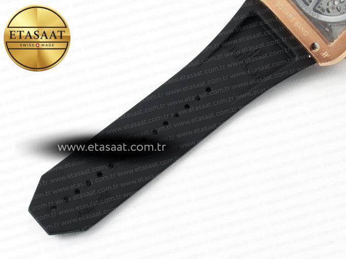 Square Bang Unico 42mm RG BBF 1:1 Best Edition Skeleton Dial on Black Rubber Strap A1280 - Görsel 25