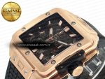 Square Bang Unico 42mm RG BBF 1:1 Best Edition Skeleton Dial on Black Rubber Strap A1280 - Görsel 6
