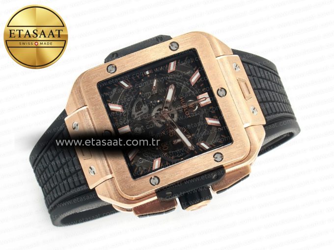 Square Bang Unico 42mm RG BBF 1:1 Best Edition Skeleton Dial on Black Rubber Strap A1280 - Görsel 8