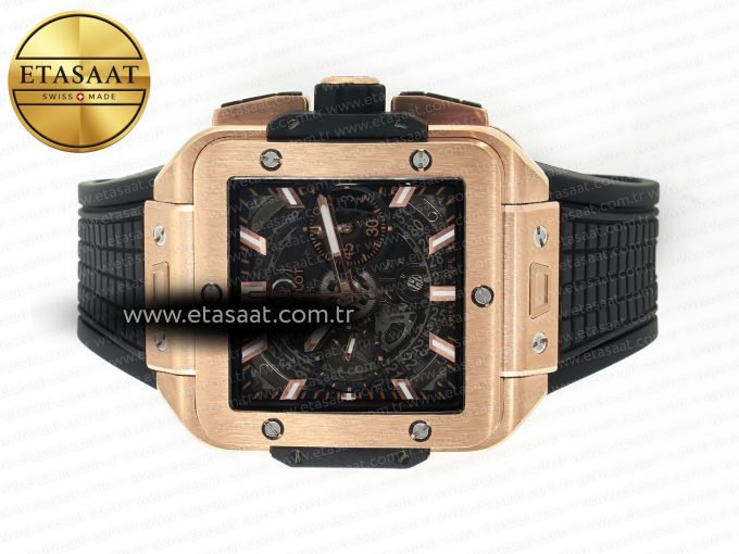 Square Bang Unico 42mm RG BBF 1:1 Best Edition Skeleton Dial on Black Rubber Strap A1280 - Görsel 9