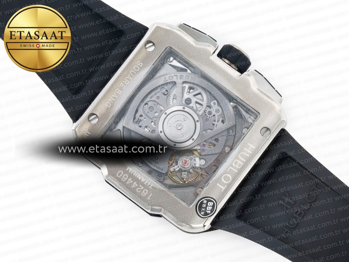 Square Bang Unico 42mm Titanium BBF 1:1 Best Edition Skeleton Dial on Black Rubber Strap A1280 - Görsel 17