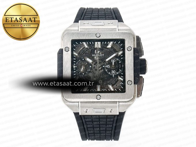 Square Bang Unico 42mm Titanium BBF 1:1 Best Edition Skeleton Dial on Black Rubber Strap A1280 - Görsel 3