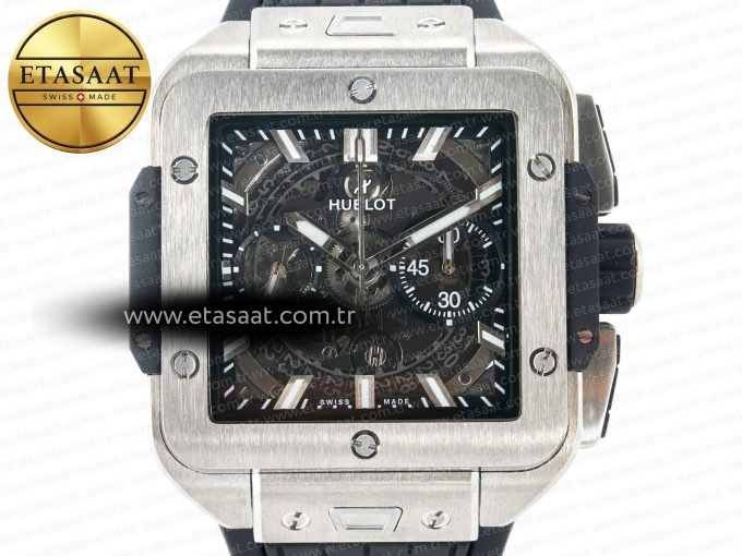 Square Bang Unico 42mm Titanium BBF 1:1 Best Edition Skeleton Dial on Black Rubber Strap A1280 - Görsel 4