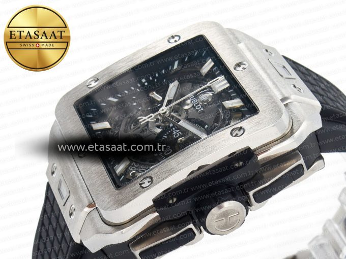 Square Bang Unico 42mm Titanium BBF 1:1 Best Edition Skeleton Dial on Black Rubber Strap A1280 - Görsel 6