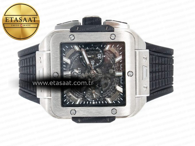 Square Bang Unico 42mm Titanium BBF 1:1 Best Edition Skeleton Dial on Black Rubber Strap A1280 - Görsel 9