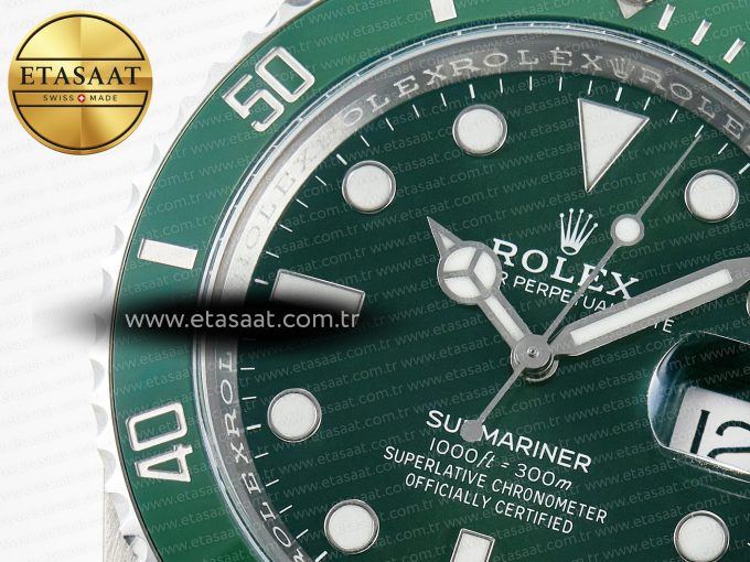 Submariner 116610 LV Green 904L Steel ARF 1:1 Best Edition on SS Bracelet SH3135 - Görsel 10