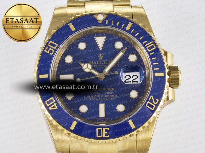 Submariner 116618 LB Blue Ceramic YG Plated 904L Steel VSF 1:1 Best Edition VS3135 - Görsel 4