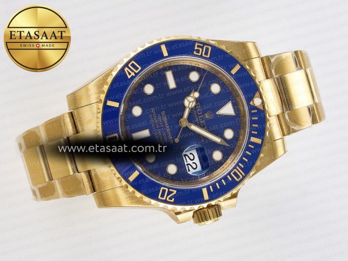 Submariner 116618 LB Blue Ceramic YG Plated 904L Steel VSF 1:1 Best Edition VS3135 - Görsel 8