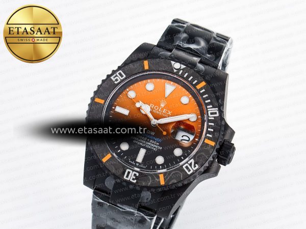 Rolex Submariner DIW Sandblasted Black/Orange Dial on DLC VS3135