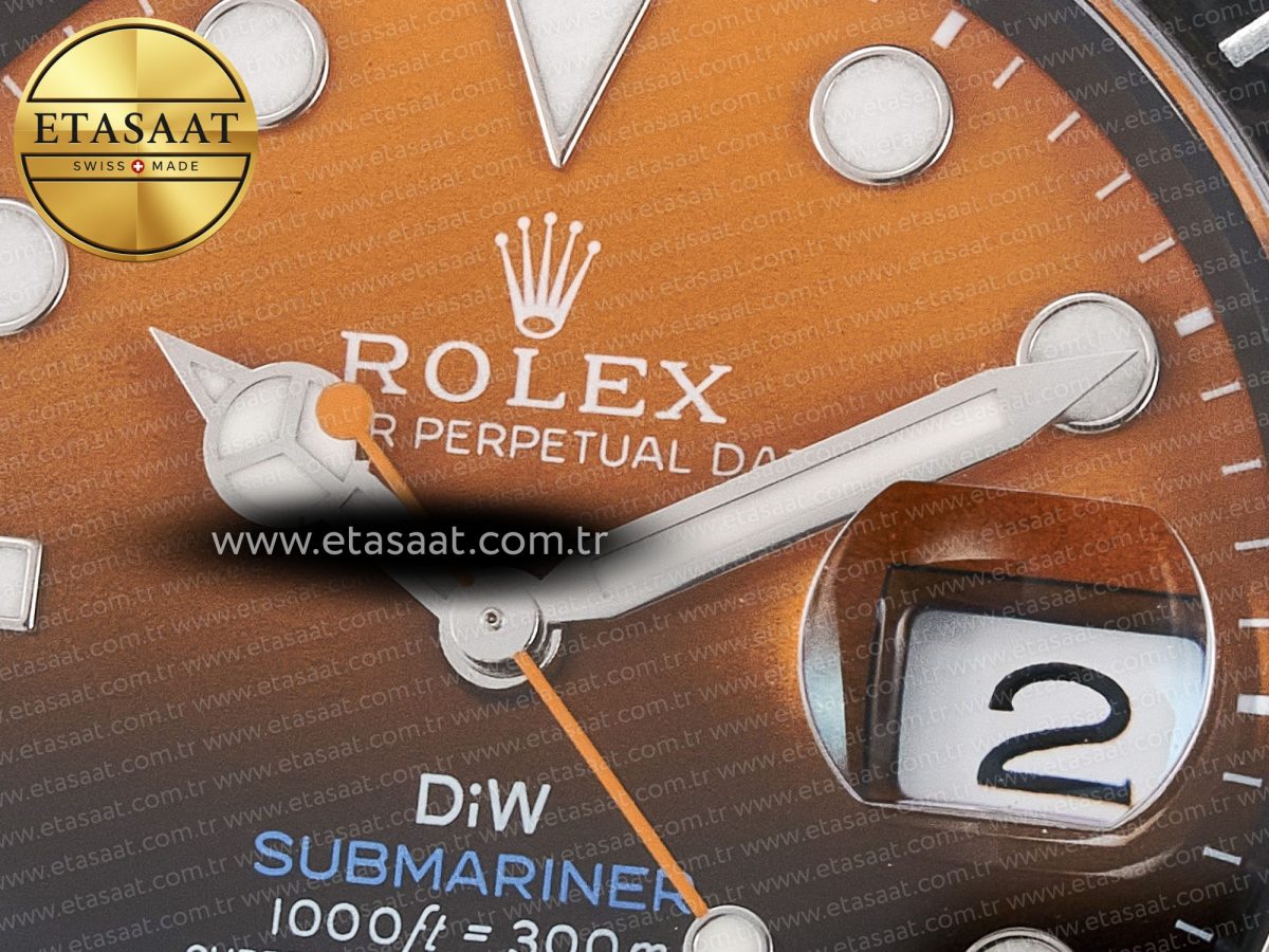 Rolex Submariner DIW Sandblasted Black/Orange Dial on DLC VS3135 - Görsel 10