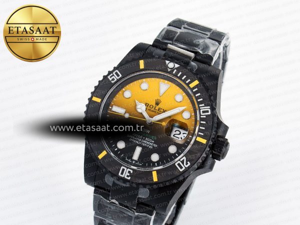 Rolex Submariner DIW  Black/Yellow Dial on DLC VS3135