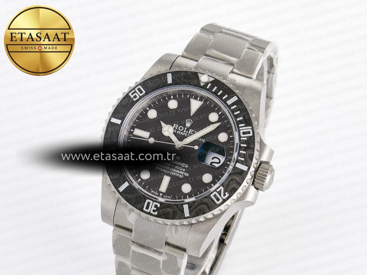 Rolex Submariner DIW Sandblasted Black Carbon Dial on SS VS3135 - Görsel 1