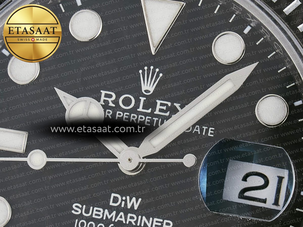 Rolex Submariner DIW Sandblasted Black Carbon Dial on SS VS3135 - Görsel 10