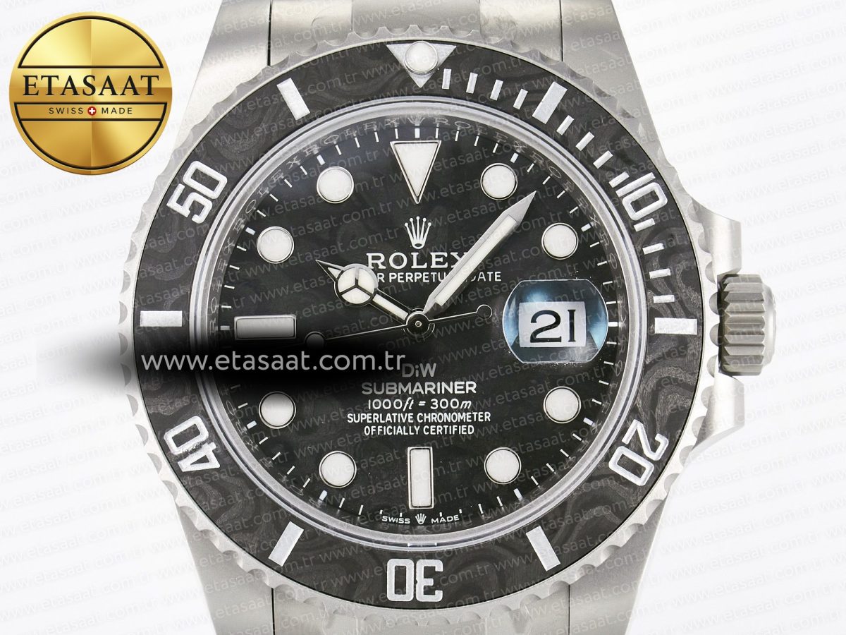 Rolex Submariner DIW Sandblasted Black Carbon Dial on SS VS3135 - Görsel 4