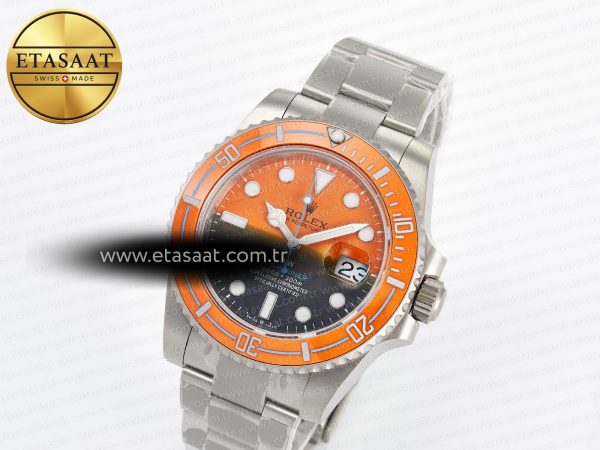 Rolex Submariner DIW Sandblasted  Orange Ceramic Bezel Orange/Black Dial On SS VS3135