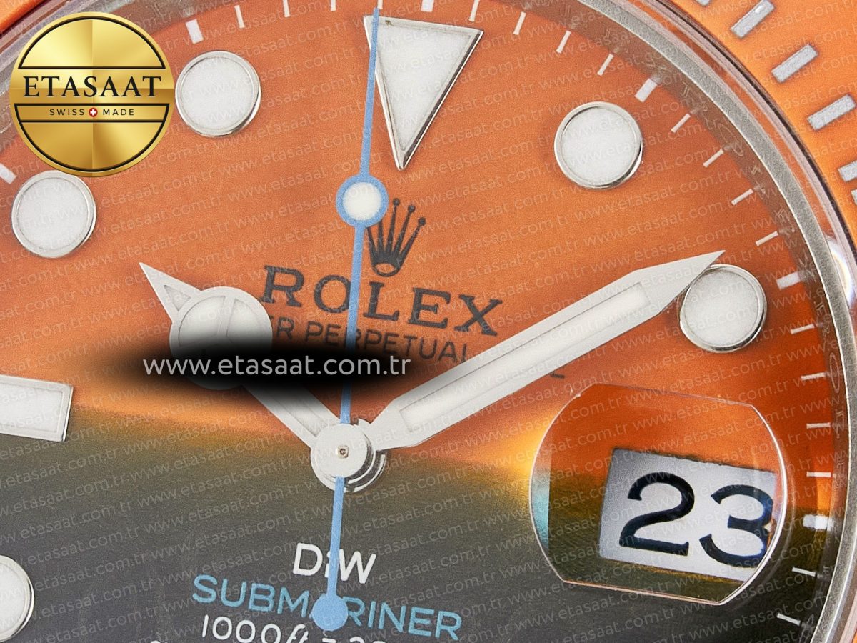 Rolex Submariner DIW Sandblasted  Orange Ceramic Bezel Orange/Black Dial On SS VS3135 - Görsel 10