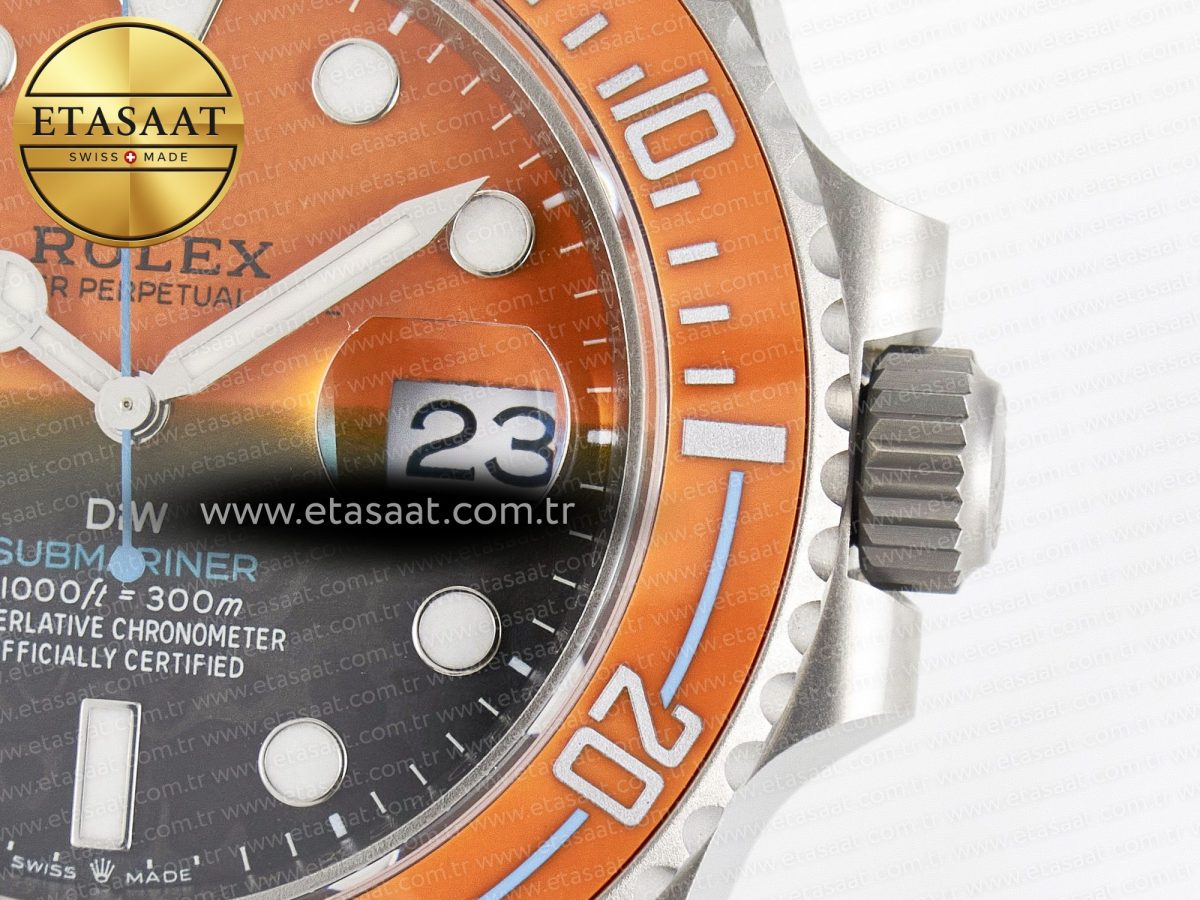 Rolex Submariner DIW Sandblasted  Orange Ceramic Bezel Orange/Black Dial On SS VS3135 - Görsel 11