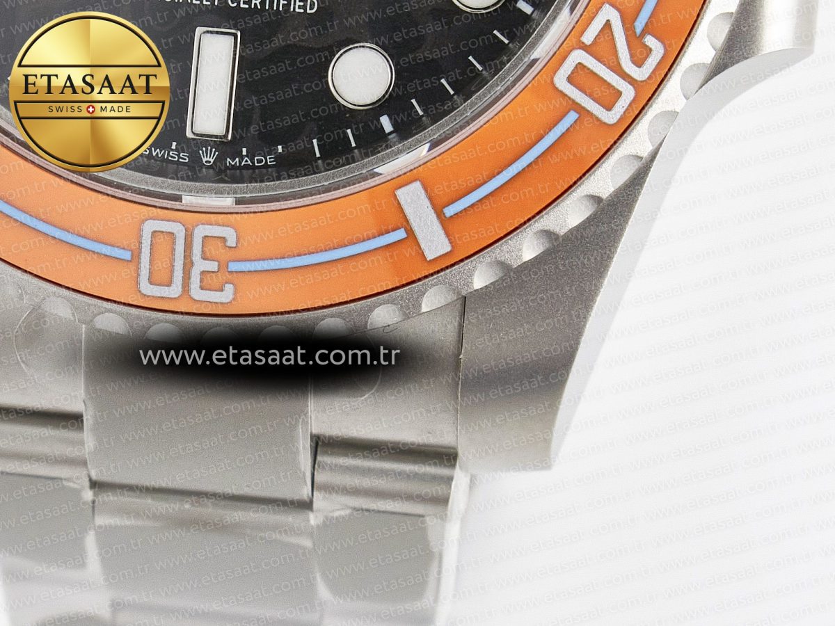 Rolex Submariner DIW Sandblasted  Orange Ceramic Bezel Orange/Black Dial On SS VS3135 - Görsel 13