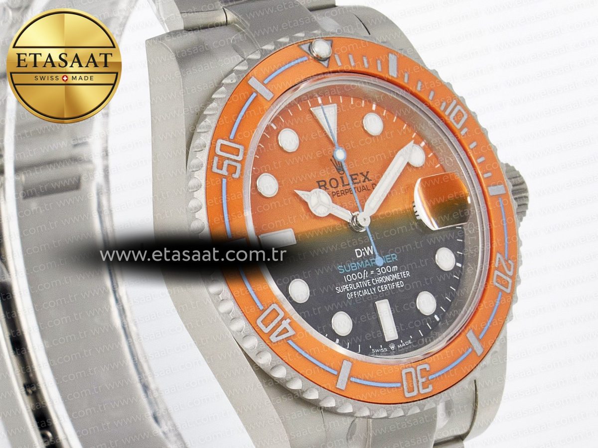 Rolex Submariner DIW Sandblasted  Orange Ceramic Bezel Orange/Black Dial On SS VS3135 - Görsel 5