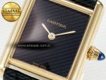 Tank Louis Cartier Small YG 29mm DRF 1:1 Best Edition Black Dial on Black Leather Strap Swiss Quartz - Görsel 10