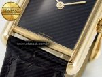Tank Louis Cartier Small YG 29mm DRF 1:1 Best Edition Black Dial on Black Leather Strap Swiss Quartz - Görsel 11