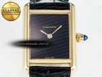 Tank Louis Cartier Small YG 29mm DRF 1:1 Best Edition Black Dial on Black Leather Strap Swiss Quartz - Görsel 4