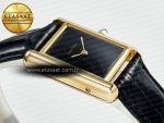 Tank Louis Cartier Small YG 29mm DRF 1:1 Best Edition Black Dial on Black Leather Strap Swiss Quartz - Görsel 7