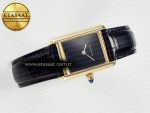 Tank Louis Cartier Small YG 29mm DRF 1:1 Best Edition Black Dial on Black Leather Strap Swiss Quartz - Görsel 8
