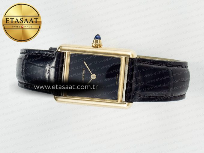 Tank Louis Cartier Small YG 29mm DRF 1:1 Best Edition Black Dial on Black Leather Strap Swiss Quartz - Görsel 9