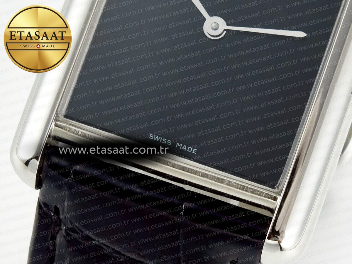 Cartier Tank Must Large Black Leather Strap Swiss Quartz - Görsel 11