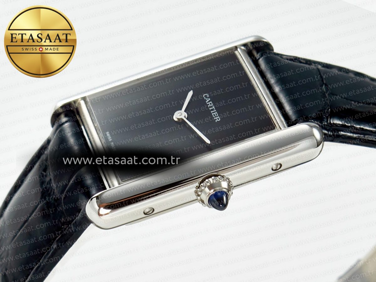 Cartier Tank Must Large Black Leather Strap Swiss Quartz - Görsel 6